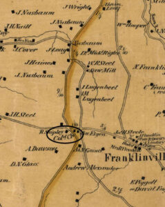 1862 Martenet map of Carroll County, detail of Buffalo Road boundary showing "Colored Ch" at location of Fairview ME Church. (Library of Congress)