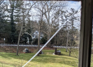 A view from the AK Shriver attic looking toward the William Shriver house – at Union Mills. (photo by the author, 2023)