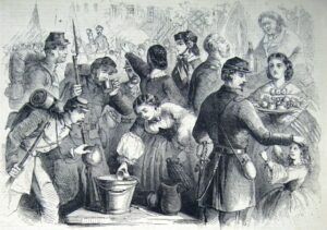 “How the Daughters of Maryland Received the Sons of the North as They Marched Against the Rebel Invaders…,” a scene in Frederick (F.H. Schell, artist; Frank Leslie’s Illustrated News, November 1, 1862; courtesy of Princeton University Library) 